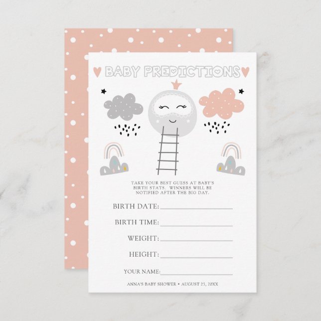 Baby Shower Rating Game I Weg zum Mond Einladung (Vorne/Hinten)