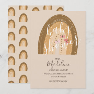 Baby Shower Regenbogen Schmetterlinge Boho Einladung