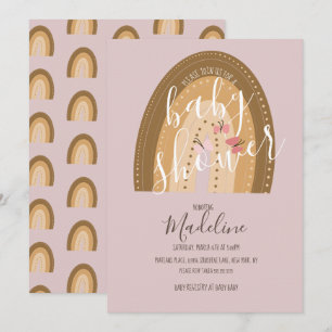 Baby-Shower-Regenbogen-Schmetterlinge-Boho-Rosa Einladung