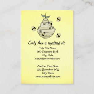 Baby Shower Registry Card Bee Thema Begleitkarte