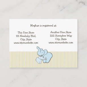 Baby Shower Registry Card Blue Elephant Hugs Begleitkarte