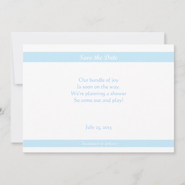 Baby Shower Rett-the-Dates Blue Save The Date (Vorderseite)