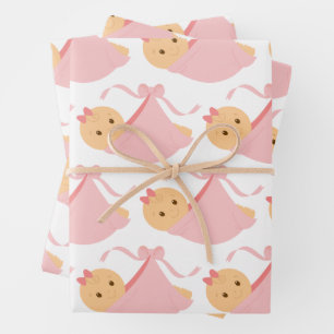 Baby-Shower Rosa Baby-Verpackungspapier Geschenkpapier Set