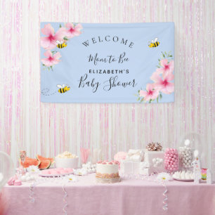 Baby Shower rosa Blumen Junge blaue werdende Mutte Banner