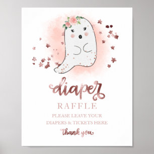 Baby Shower Rosa Goldene Windel-Raffle-Spielschild Poster
