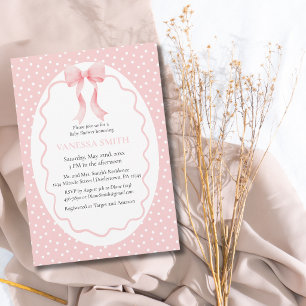 Baby Shower Rosa Punkte Baby Mädchen Modern Einladung