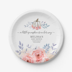 Baby Shower Rosa Rosen Kürbis Blumenfloristik Pappteller