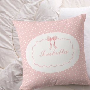 Baby Shower Rosa Schleifen Punkte Baby Mädchen Coq Kissen