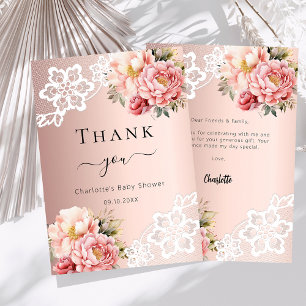 Baby-Shower-Roségold-Blumen-Spitze-Dankeskarten Einladung