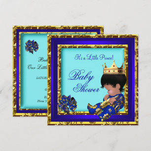 Baby Shower Royal Blau Gold Junge Kronprinz Einladung