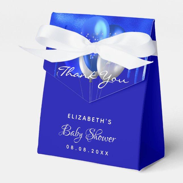 Baby Shower Royal Blue Boy Ballons Danke Geschenkschachtel (Vorderseite)