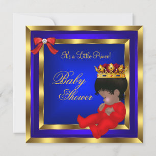 Baby Shower Royal Rot Blau Gold Junge Kronprinz 2 Einladung