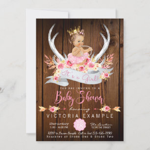 Baby Shower Rustikale Holz Geweih Baby Shower Einladung
