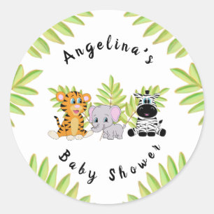 Baby Shower Safari Jungle Animals Runder Aufkleber