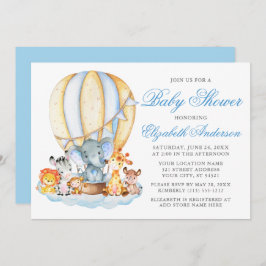Baby Shower Safari Tiere Luftballon Wolken Einladung