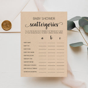 Baby-Shower-Scattergories-Partyspielkarte Einladung