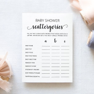 Baby-Shower-Scattergories-Partyspielkarte Einladung
