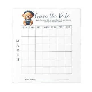 Baby Shower schätzt den Date Game Activity Notepad Notizblock