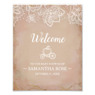 Baby Shower-Schild, Vintage Rosa Fotodruck