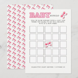 Baby-Shower-Schmetterling Rosa Baby Mädchen Bingo Einladung