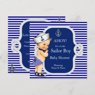 Baby Shower Segler Junge Blau gestreift Blond Einladung