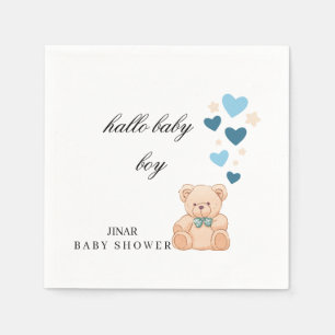 Baby-Shower-Servietten – Hallo Baby Boy Teddy Desi Serviette