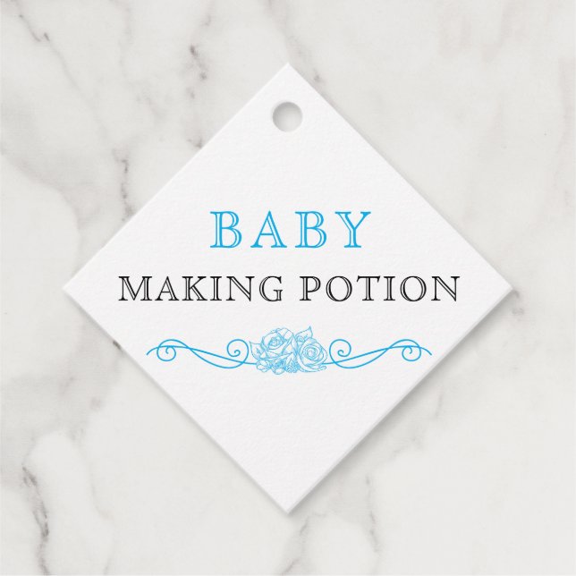 Baby Shower Sky Blue und Black Baby Making Träne Geschenkanhänger (Vorderseite)