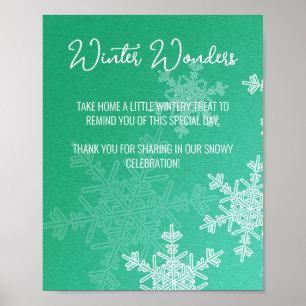 Baby Shower Smarald Snowflakes Lieblingszeichen Poster
