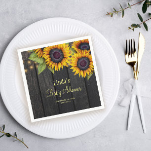 Baby Shower Sonnenblume Scheunenholz rustikal Serviette