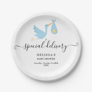Baby-Shower-Speziallieferung Storch Star Sprinkle Pappteller