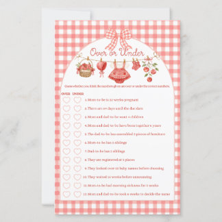 Baby Shower Spiel 'Augapfel' mit rotem Gingham-Des