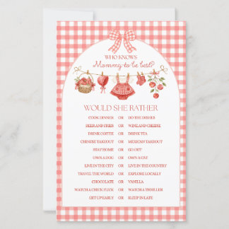 Baby Shower Spiel 'Augapfel' mit rotem Gingham-Des