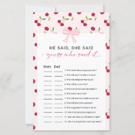 Baby Shower Spiel "Er sagte, sie sagte" mit rosa S