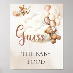 Baby Shower Spiel ERRATE DAS BABYESSEN Bär-Ballons Poster