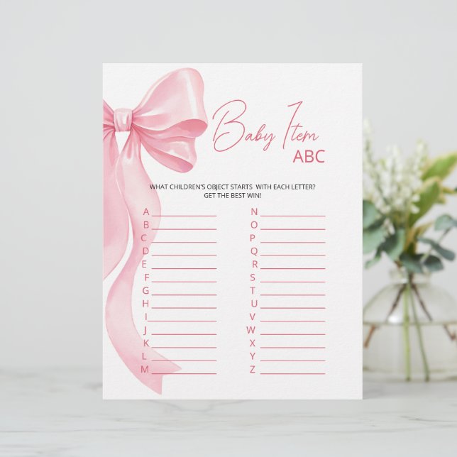 Baby Shower Spiel Papierblatt (Stehend Vorderseite)