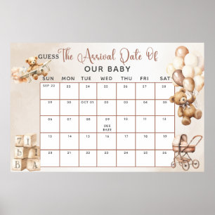 Baby Shower SPIEL Rate den Geburtstermin Wir könne Poster