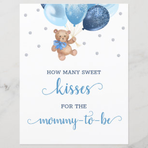 Baby-Shower-Spiel: Wie viele Küsse-Schild