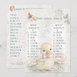 Baby-Shower-Spielkarte | Baby-Wortsalat Hinweiskarte