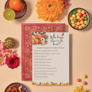 Baby-Shower-Spielkarte "Wer kennt Mama" zum Herbst Einladung