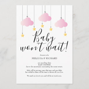 Baby-Shower, Sprinkle Pink Mädchen Absagekarte Einladung