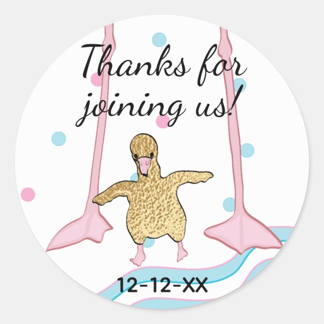 Baby Shower Stickers "Gold Baby Flamingo & Mommy" (Vorderseite)