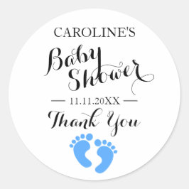 Baby Shower Stickers White Baby Feet Blue BOY