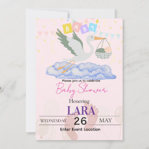 Baby-Shower-Storch-Karte Einladung