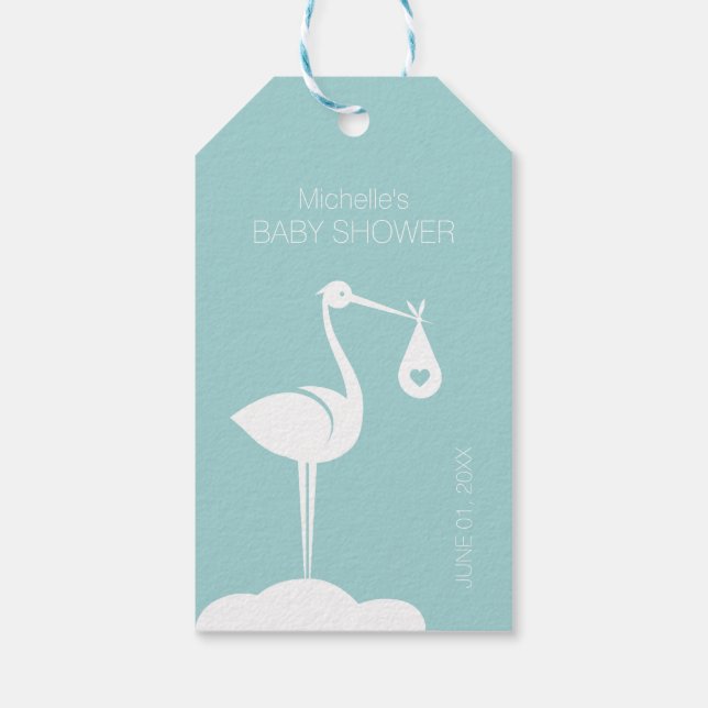 Baby Shower Stork Delivery (Junge) Geschenkanhänger (Rückseite)