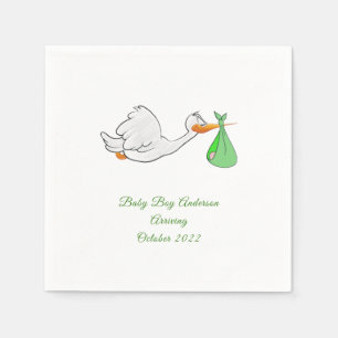 Baby Shower Stork Green Bundle Napkins Serviette