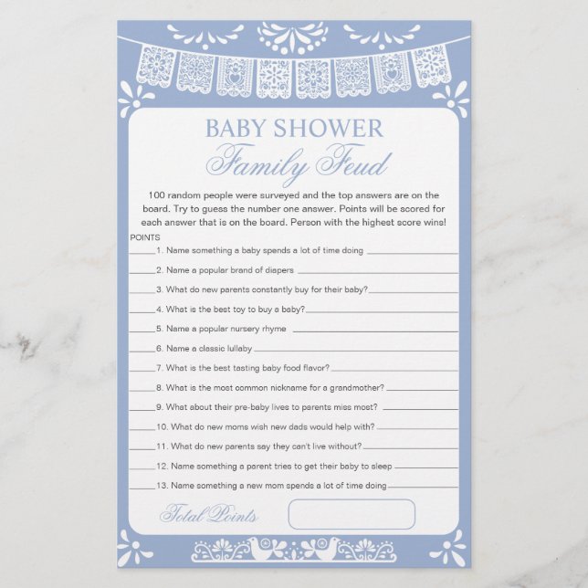 Baby Shower Survey Says Game Card (Vorderseite)