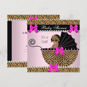 Baby Shower Süße Baby Mädchen Leopard Hot Pink Einladung