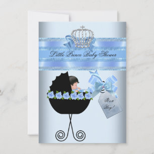 Baby Shower Süßer Junge Blau Kleiner Prinz Floral Einladung