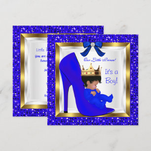 Baby Shower Süßer Junge Prinz Königlich Blaue Schu Einladung