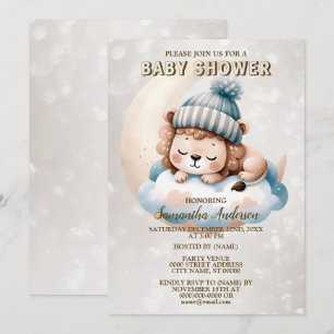 Baby Shower Süßer Schlafender Baby-Kubus-Tier Einladung